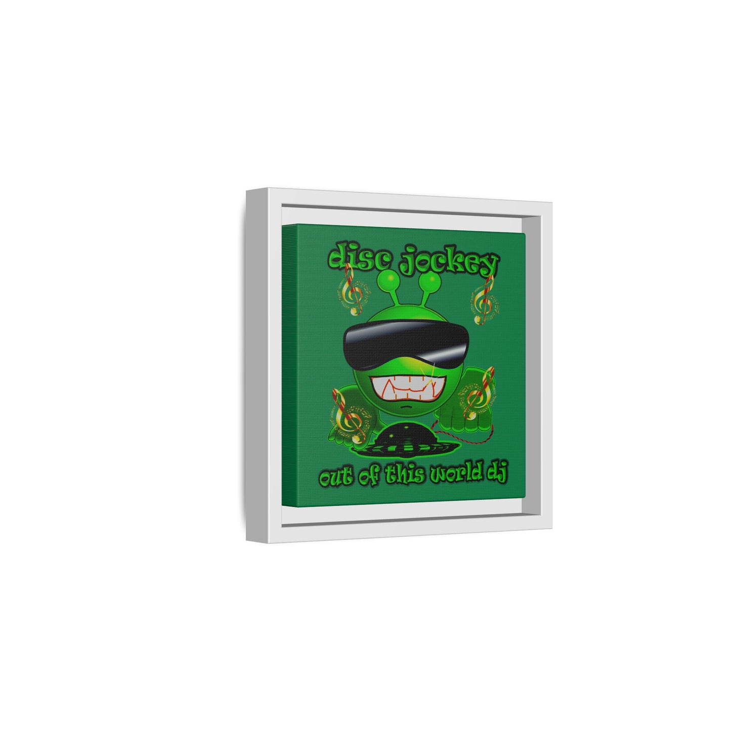 disc jockey - framed canvas art (dark green)