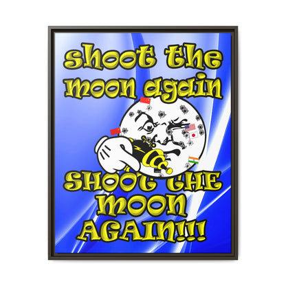 shoot the moon again - framed canvas art (blue-white wave)