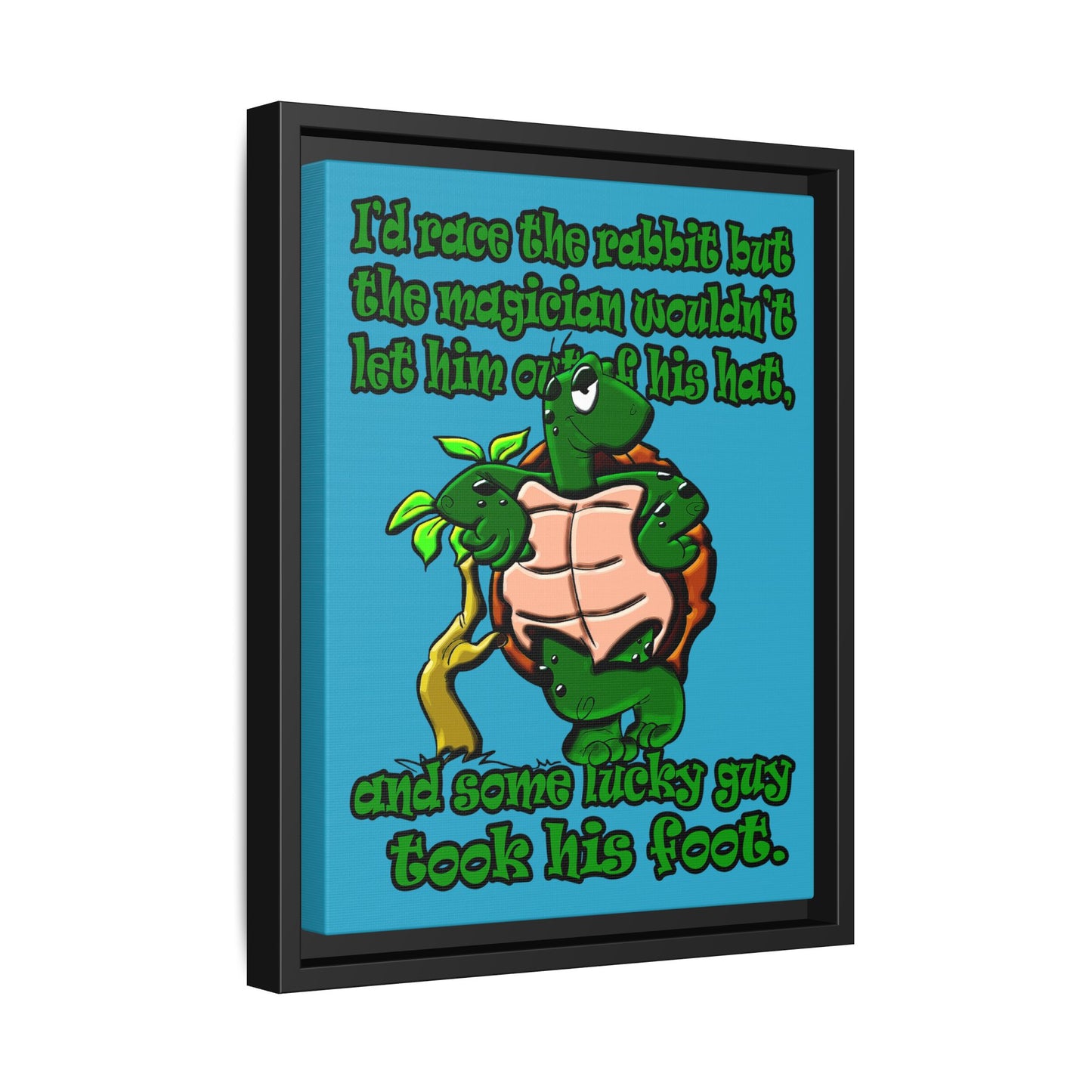 turtle race - framed canvas art (turquoise)