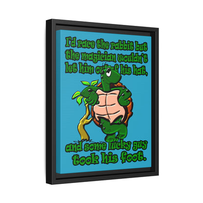 turtle race - framed canvas art (turquoise)