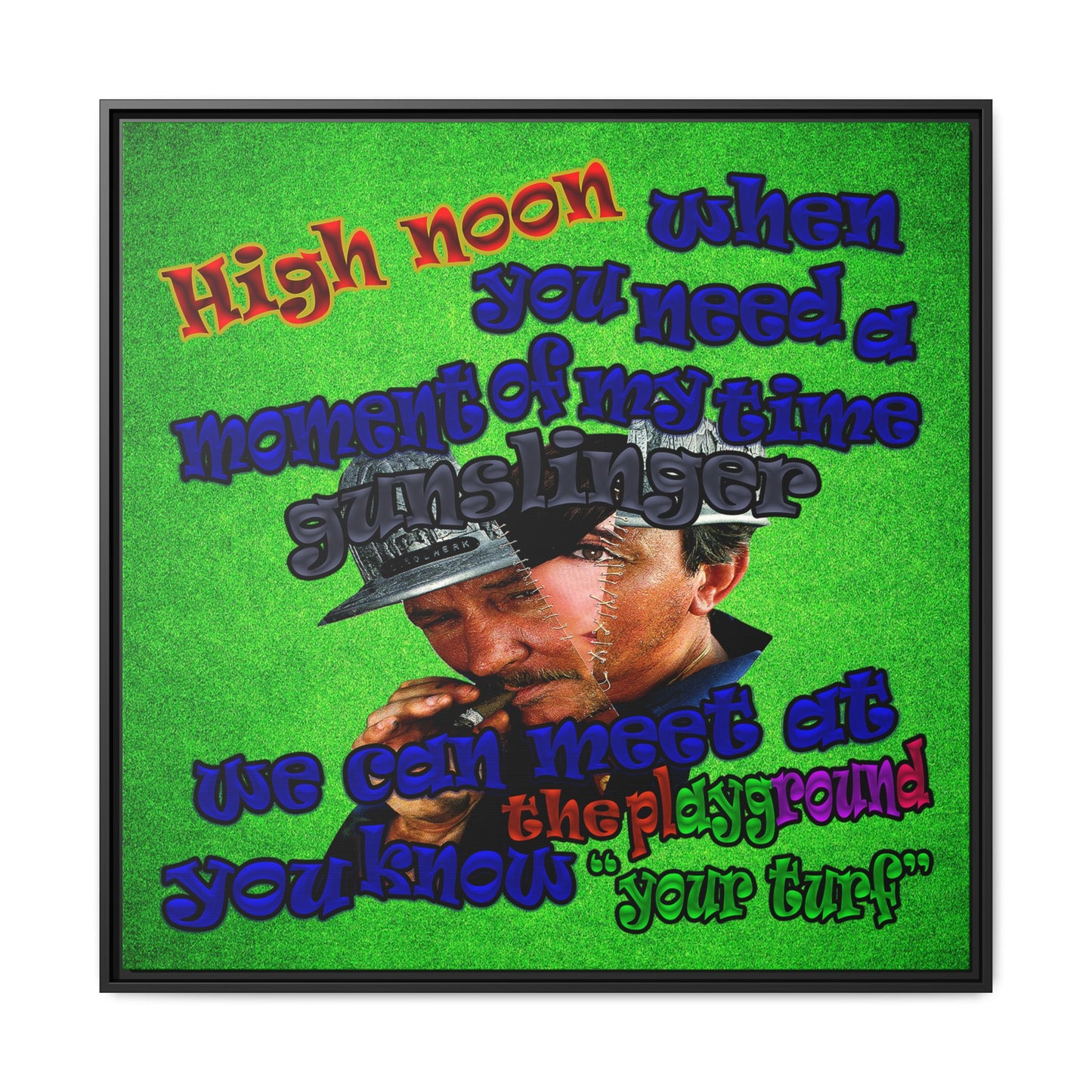 high noon - framed canvas art (green turf)