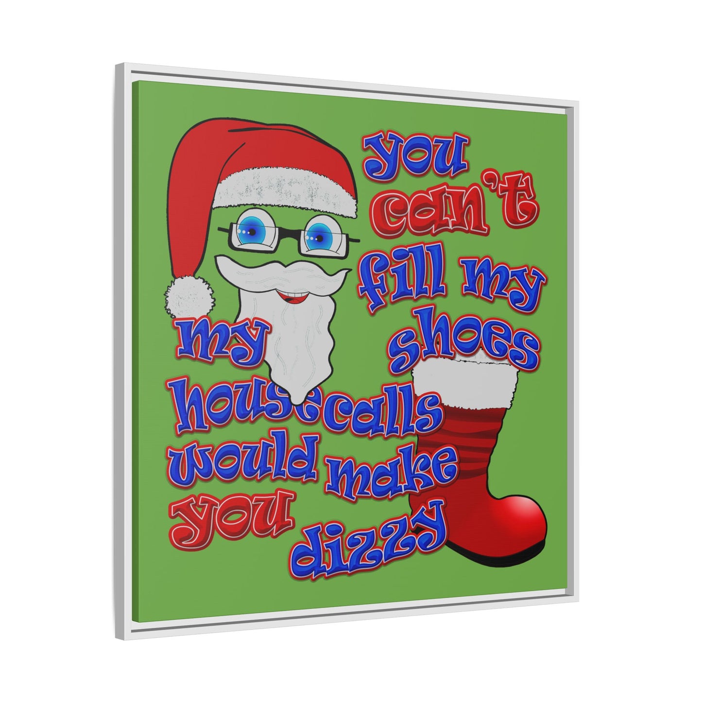 santa's shoes - framed canvas art (green)