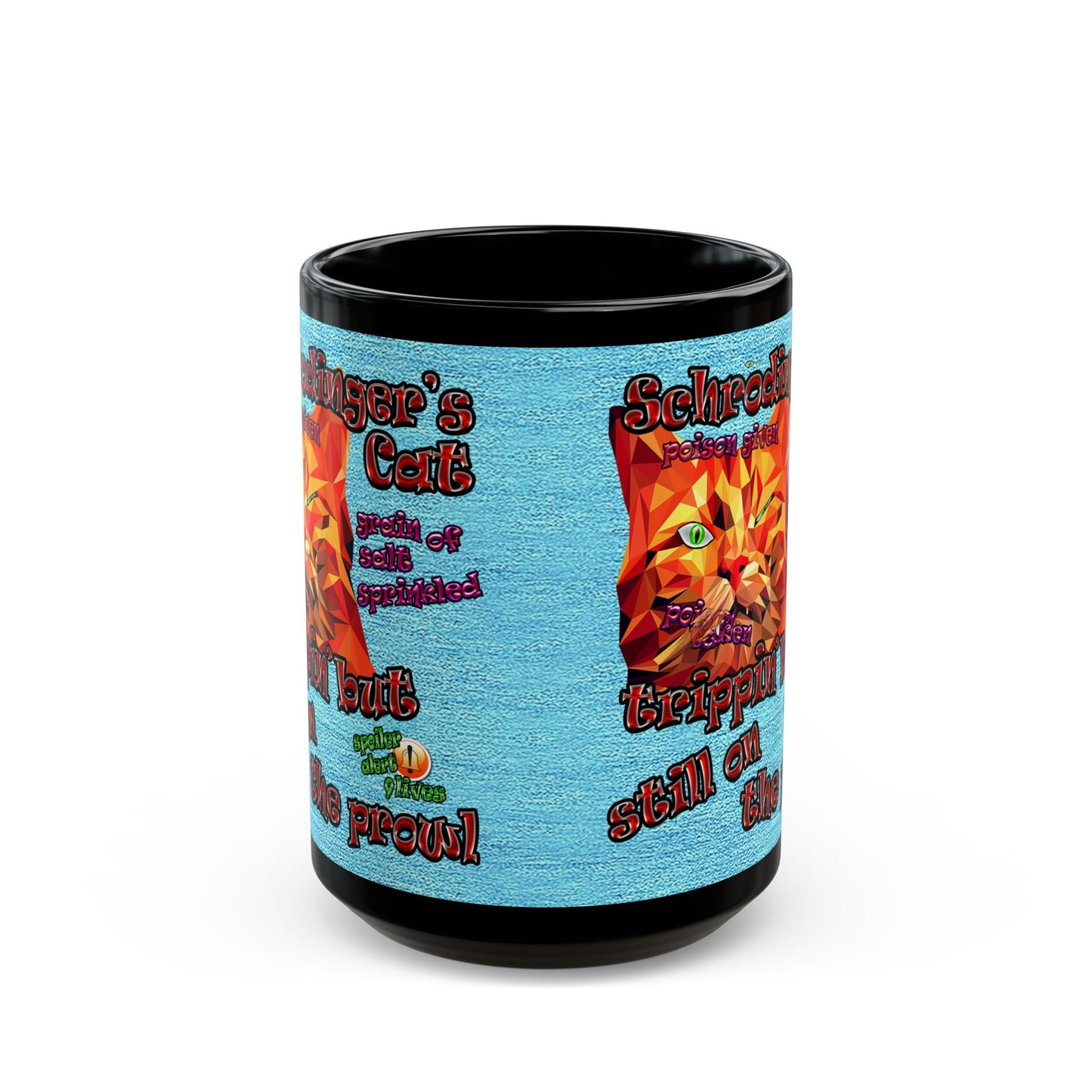 schrodinger's cat - Black Mug (faded blue)