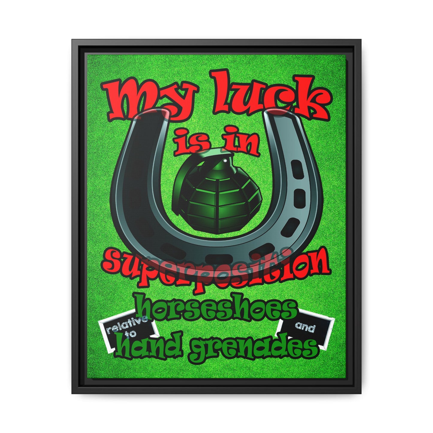 my luck - framed canvas art (green turf)