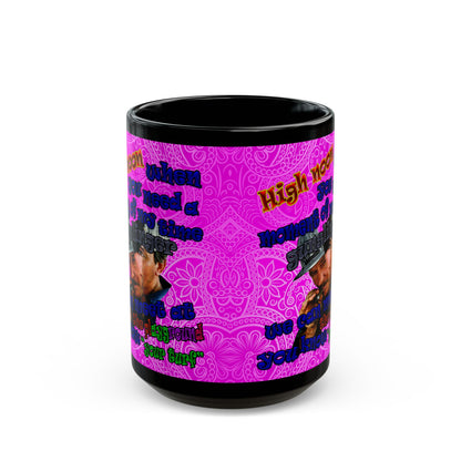 high noon - Black Mug (pink swirl)