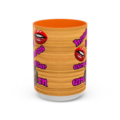 hoes b4 bros - Accent Mug (butterscotch wood finish)