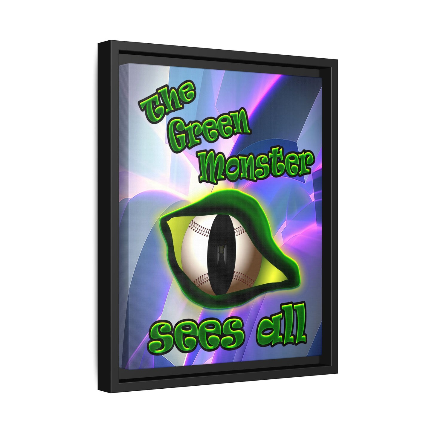 green monster - framed canvas art (grey-pink wave)