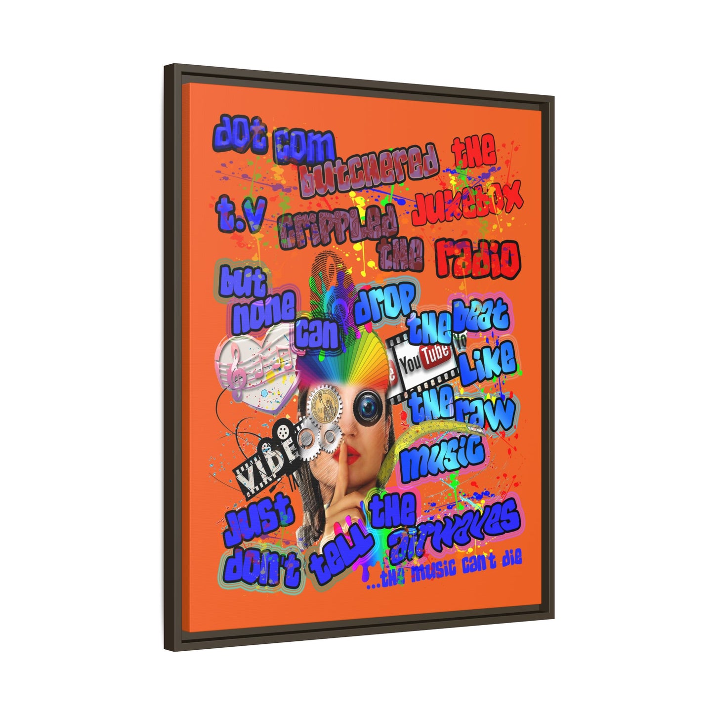 drop the beat - framed canvas art (orange)