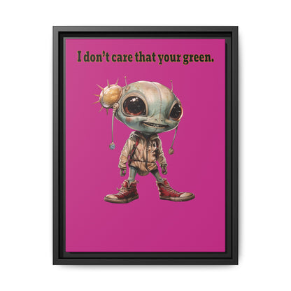 I don't care that your green - framed canvas art (pink)