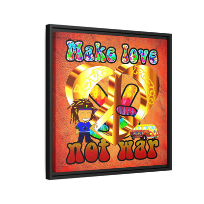 love peace - framed canvas art (burnt orange)