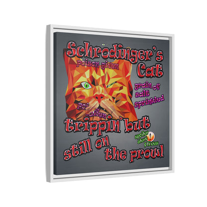 schrodinger's cat - framed canvas art (grey-light grey)