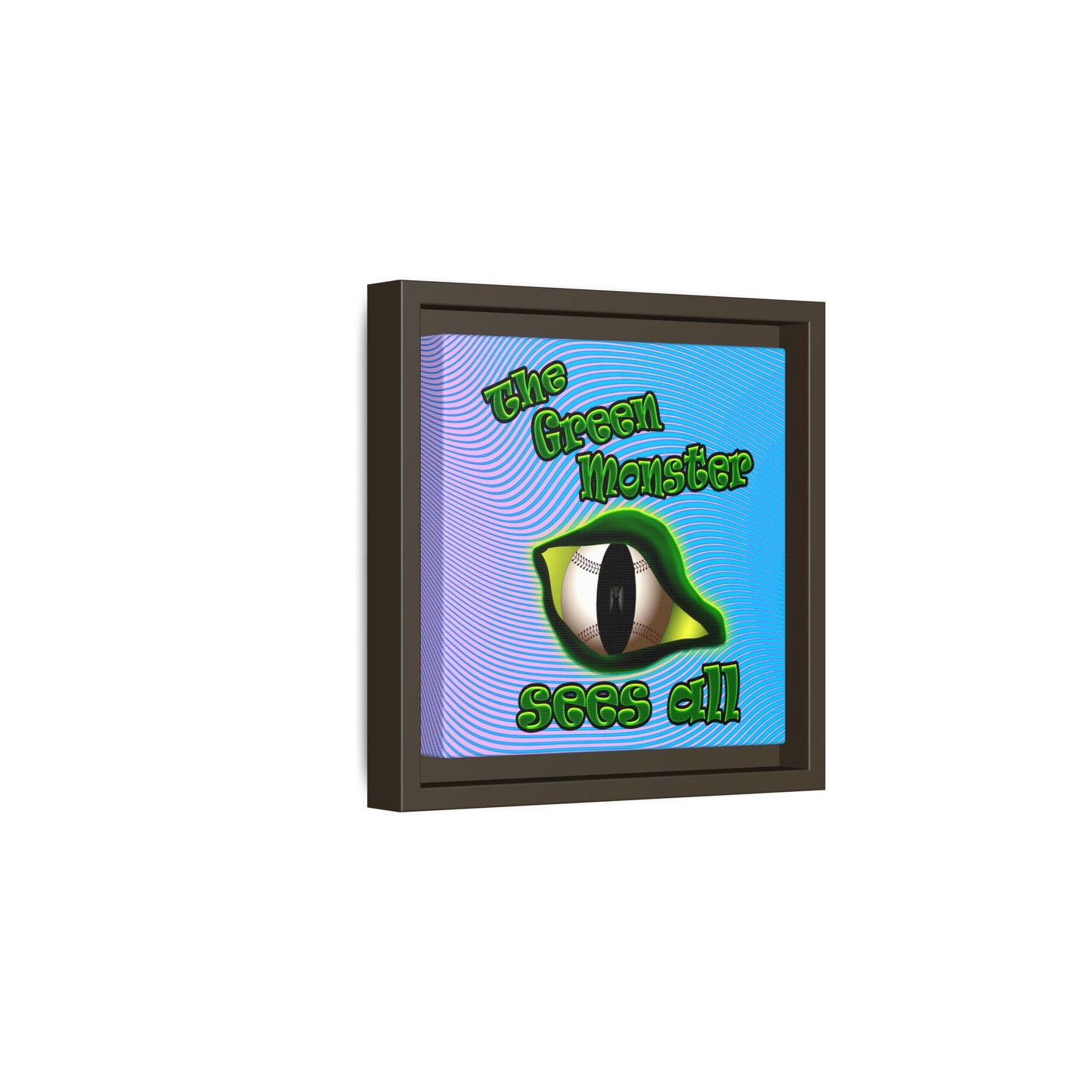 green monster - framed canvas art (light blue-purple wave)