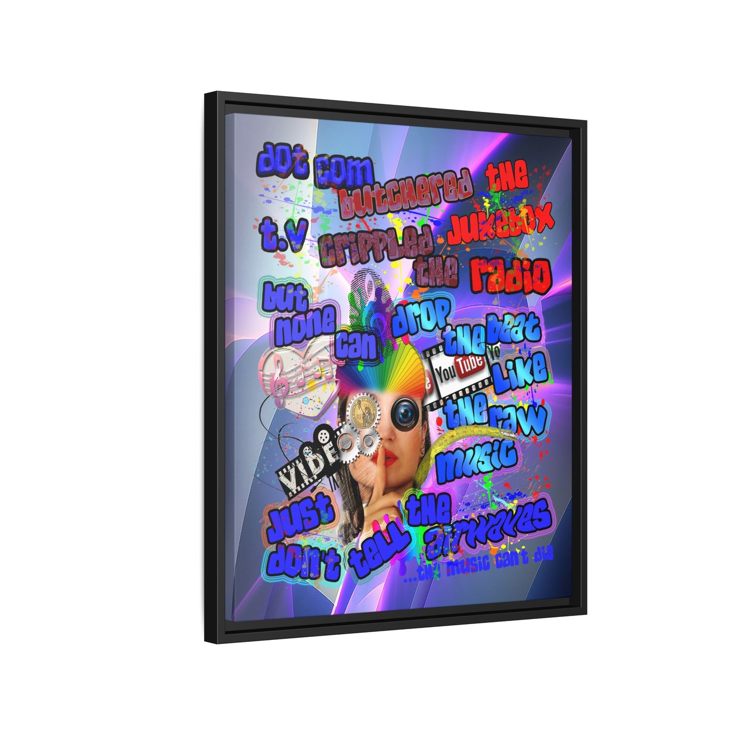 drop the beat - framed canvas art (grey-pink wave)