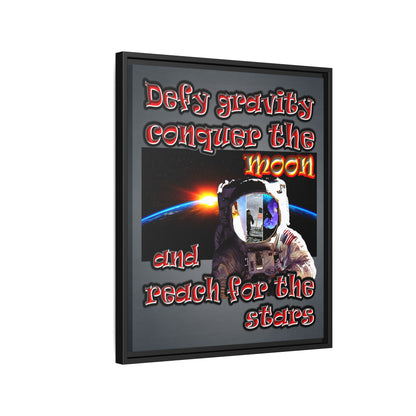 defy conquer reach - framed canvas art (grey-light grey)