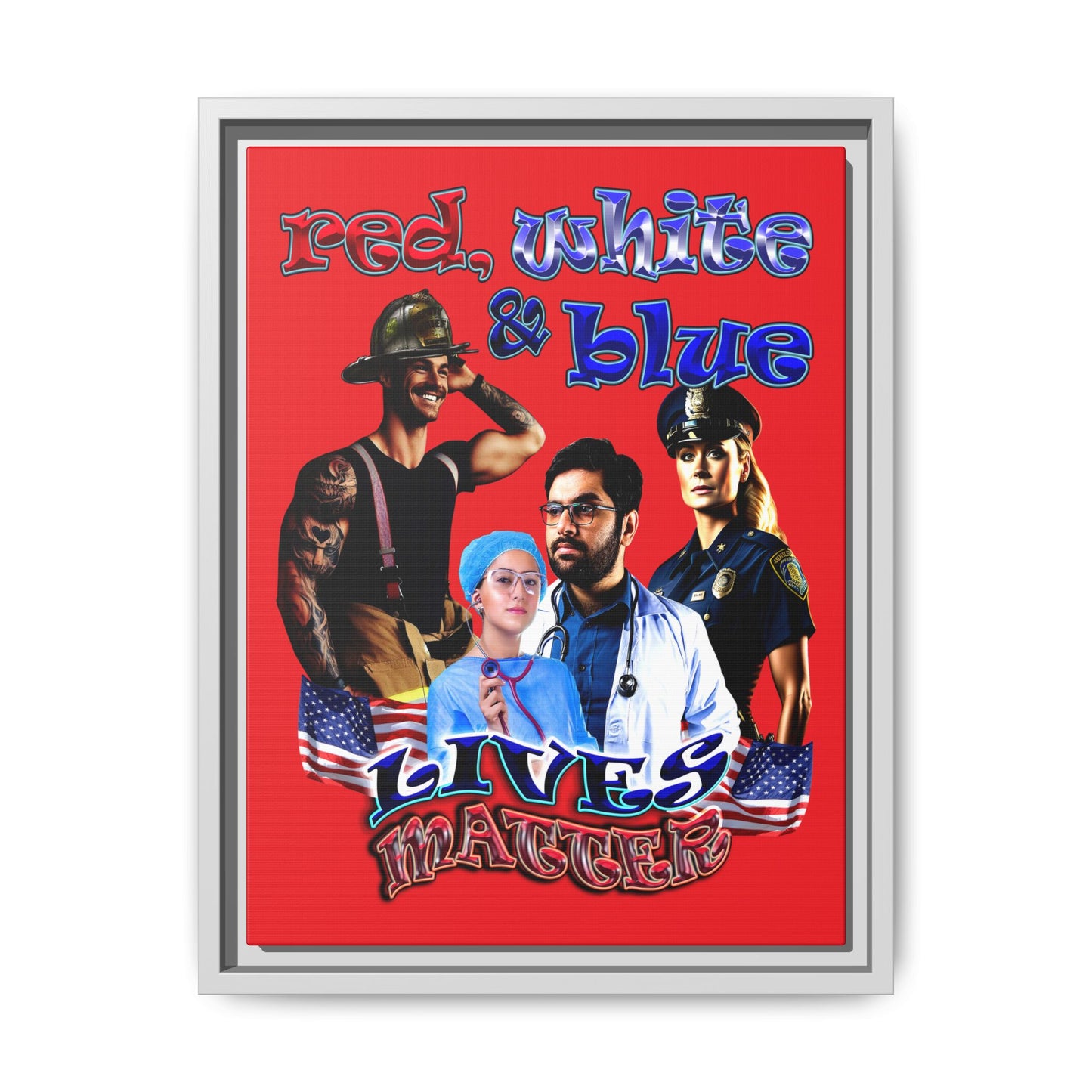 rw&b lives matter - framed canvas art (red)