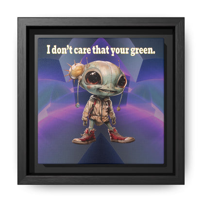 I don't care that your green - framed canvas art (grey-pink wave)