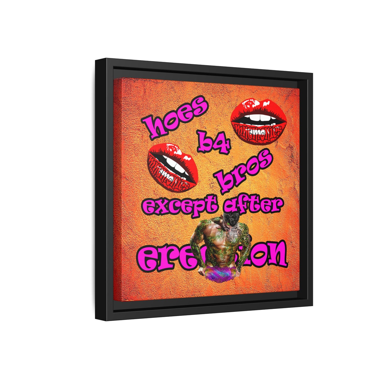 hoes b4 bros - framed canvas art (burnt orange)