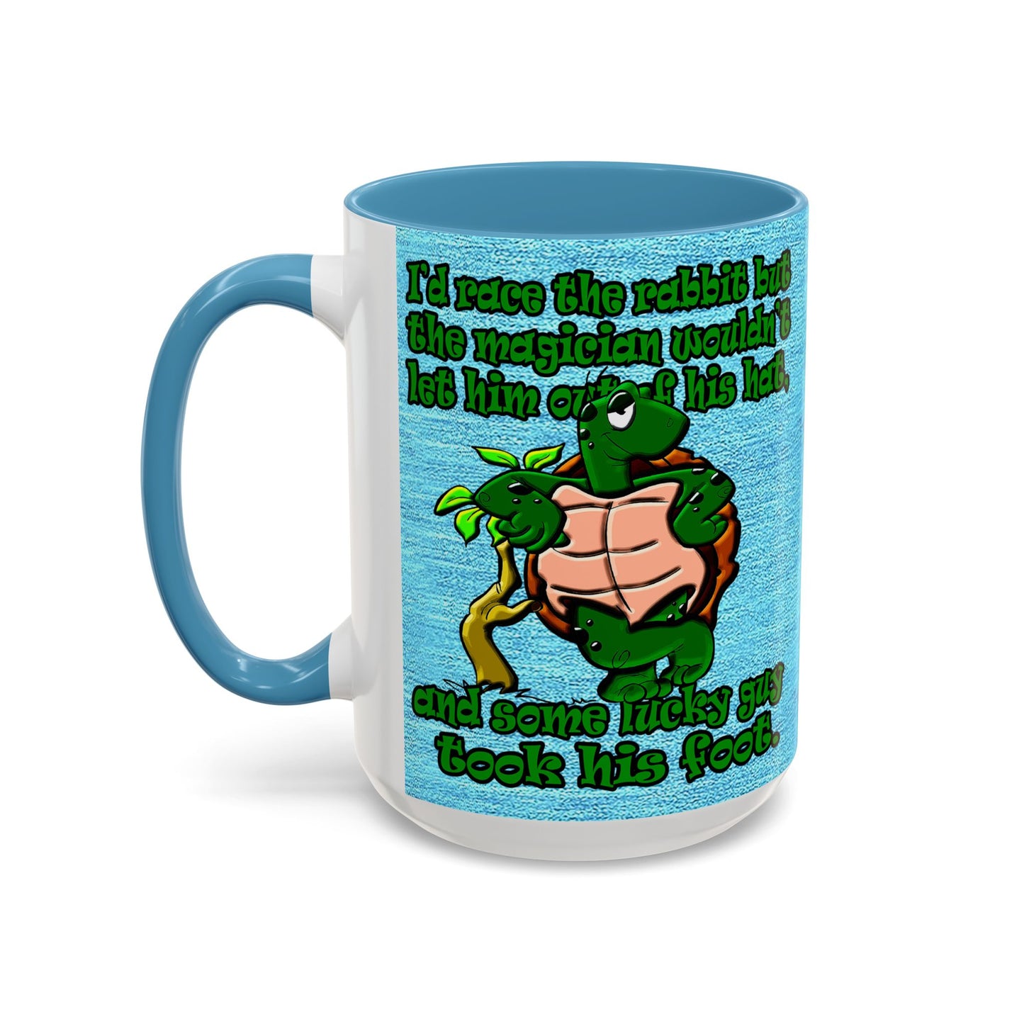 turtle race - Accent Mug (faded dark blue)