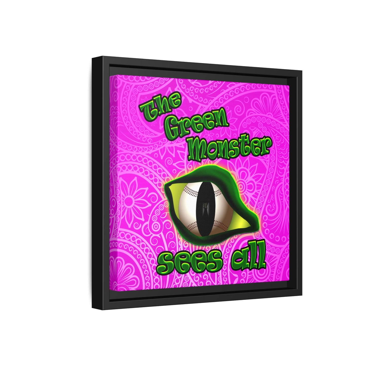 green monster - framed canvas art (pink swirl)