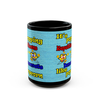 popping like popcorn - Black Mug (faded dark blue)