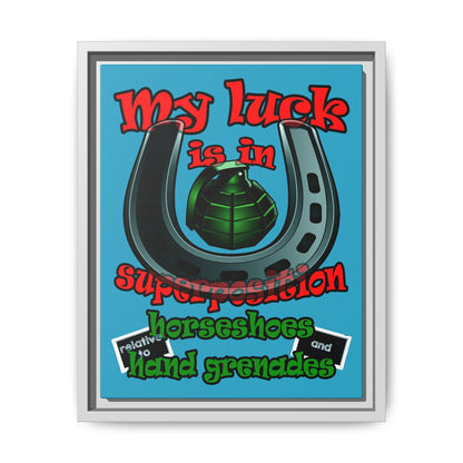 my luck - framed canvas art (turquoise)