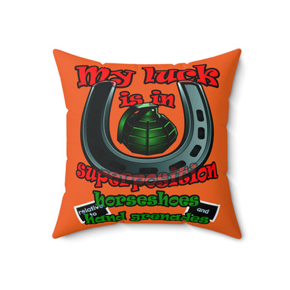 my luck - Faux Suede Square Pillow - (orange)