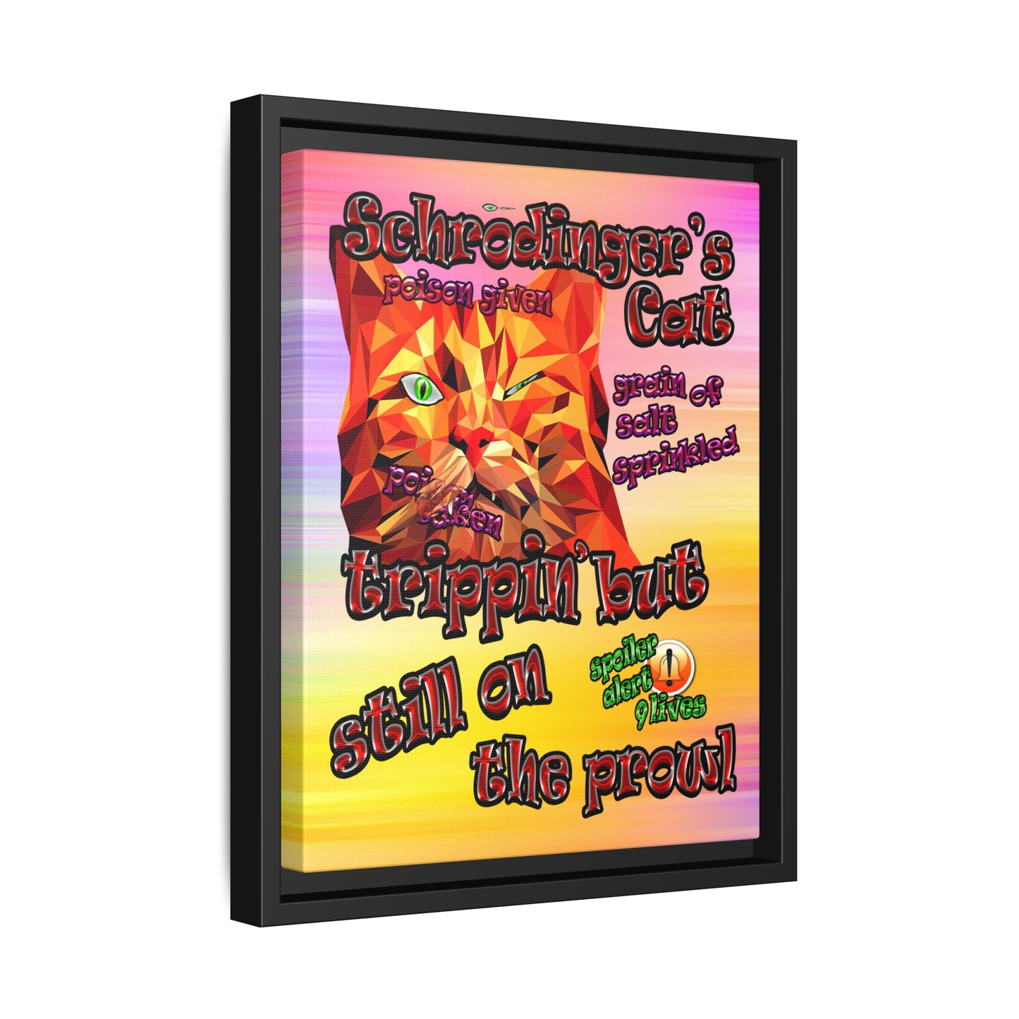 schrodinger's cat - framed canvas art (color blur)