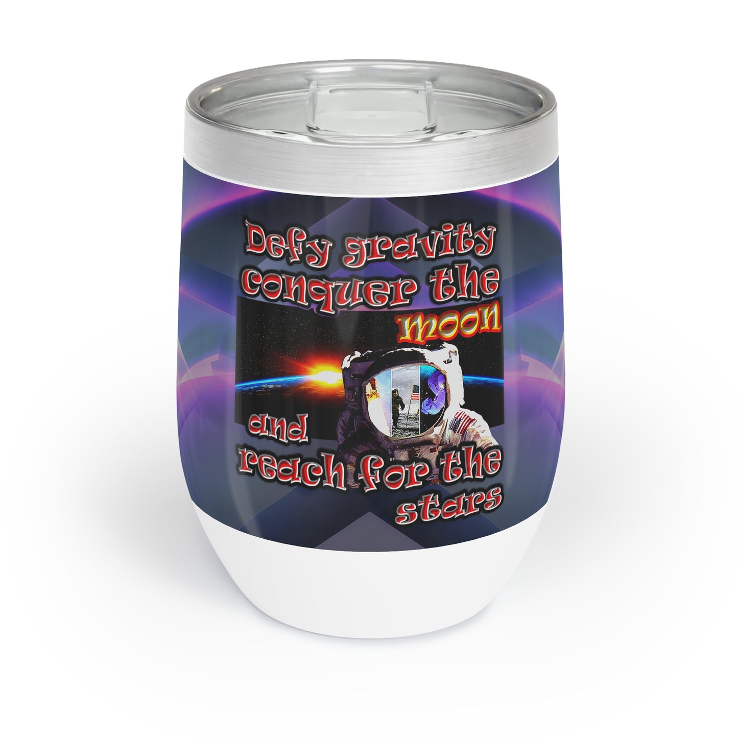 defy conquer reach - Chill Wine Tumbler (grey-pink wave)