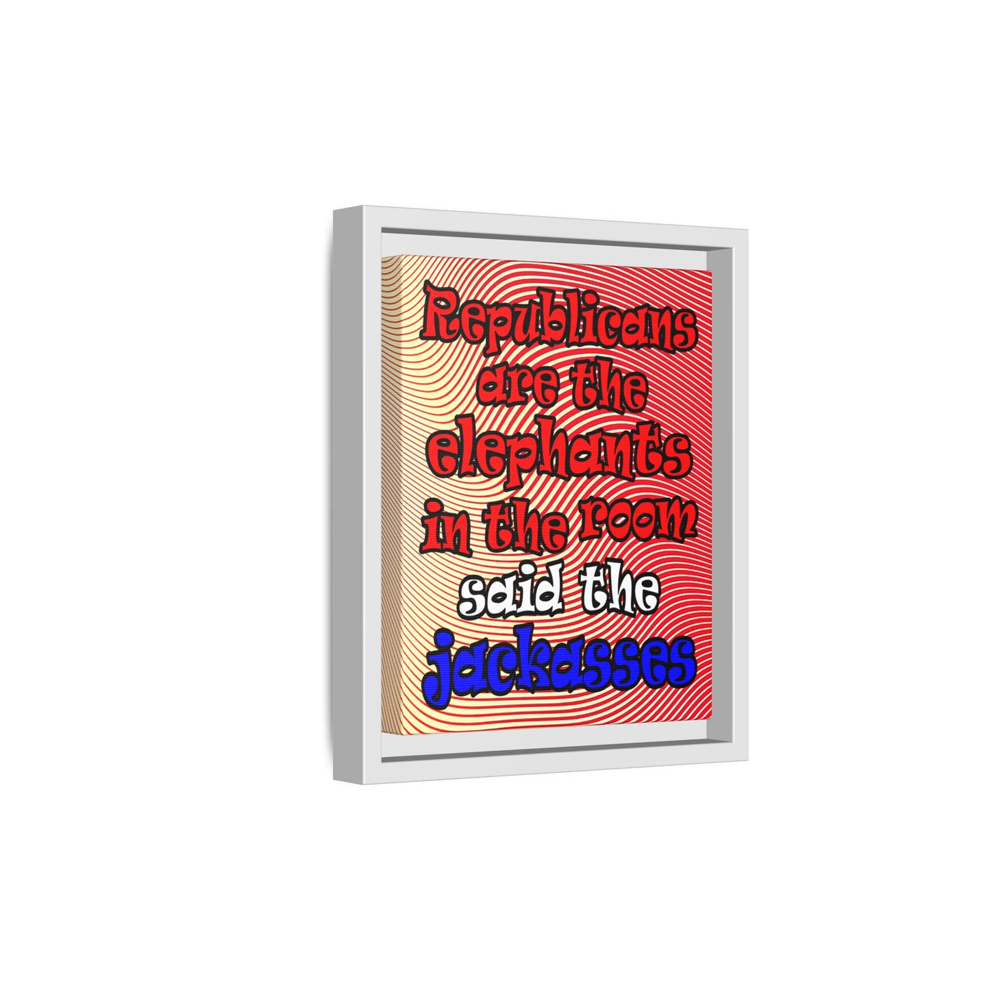 donkeys and elephants - framed canvas art (yellow-orange wave)