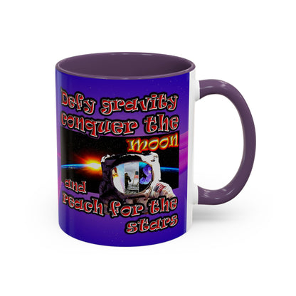 defy conquer reach - Accent Mug (purple-pink wave)