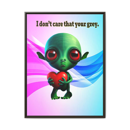 I don't care that your grey - framed canvas art (light blue-pink wave)