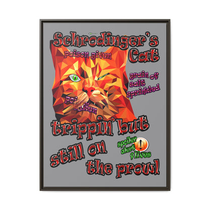 schrodinger's cat - framed canvas art (grey)