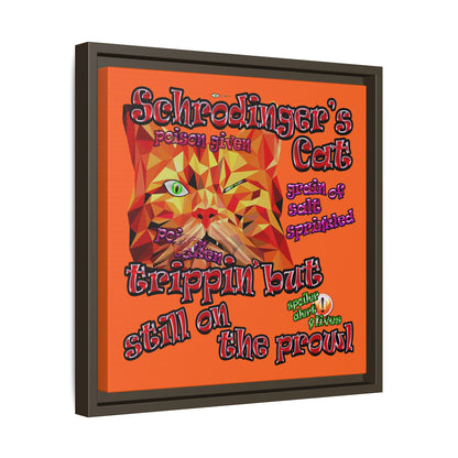 schrodinger's cat - framed canvas art (orange)