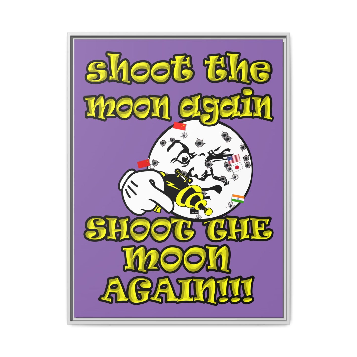 shoot the moon again - framed canvas art (light purple)
