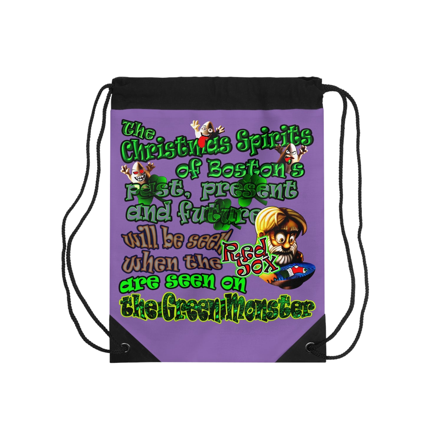 christmas spirits of boston - Drawstring Bag (light purple)