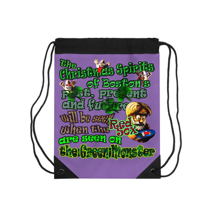 christmas spirits of boston - Drawstring Bag (light purple)