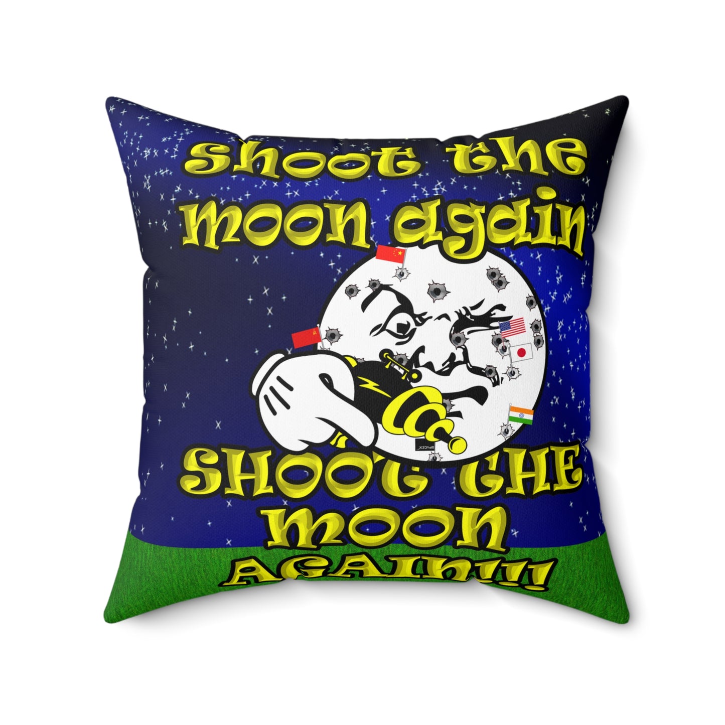shoot the moon again - Spun Polyester Square Pillow - ('snoops' background)