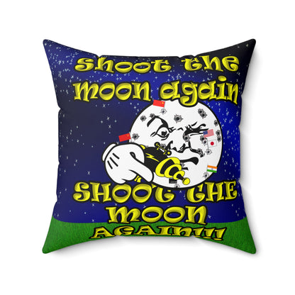 shoot the moon again - Spun Polyester Square Pillow - ('snoops' background)