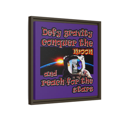 defy conquer reach - framed canvas art (purple)