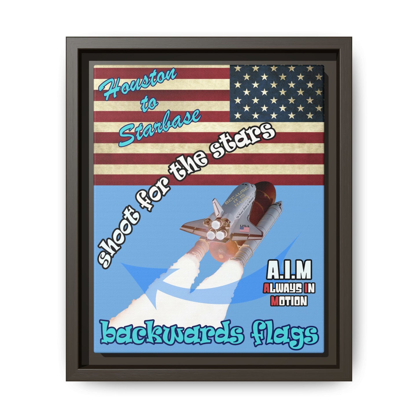 shoot for the stars - framed canvas art (light blue)