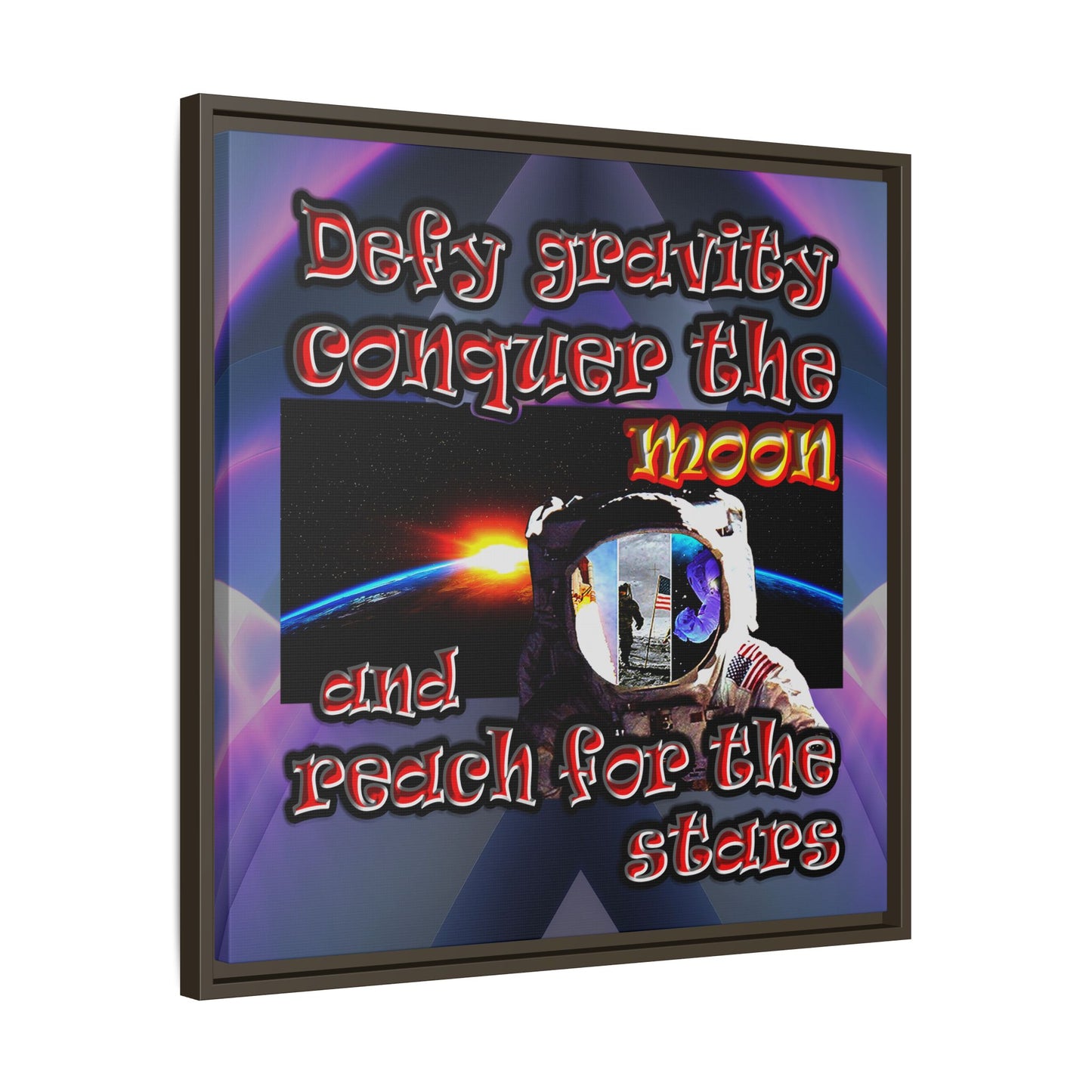 defy conquer reach - framed canvas art (grey-pink wave)