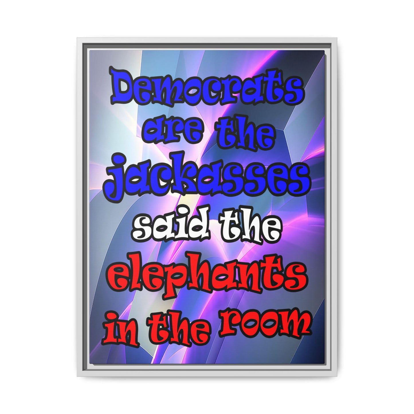 donkeys and elephants - framed canvas art (grey-pink wave)