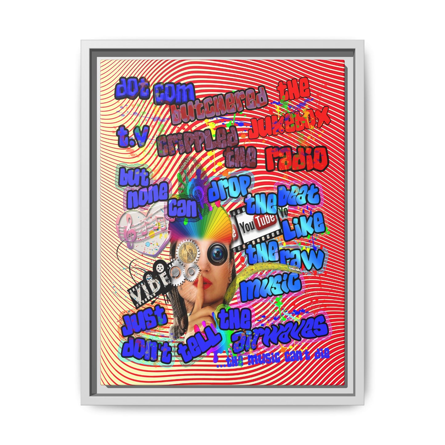 drop the beat - framed canvas art (yellow-orange wave)