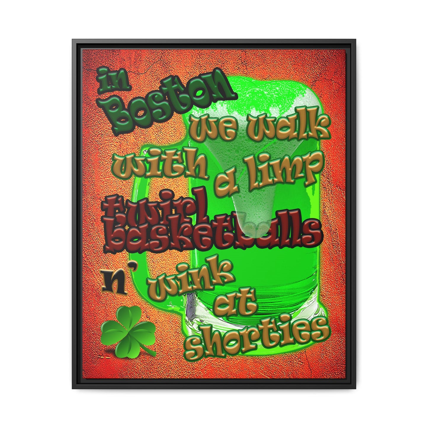 celtics logo - framed canvas art (burnt orange)