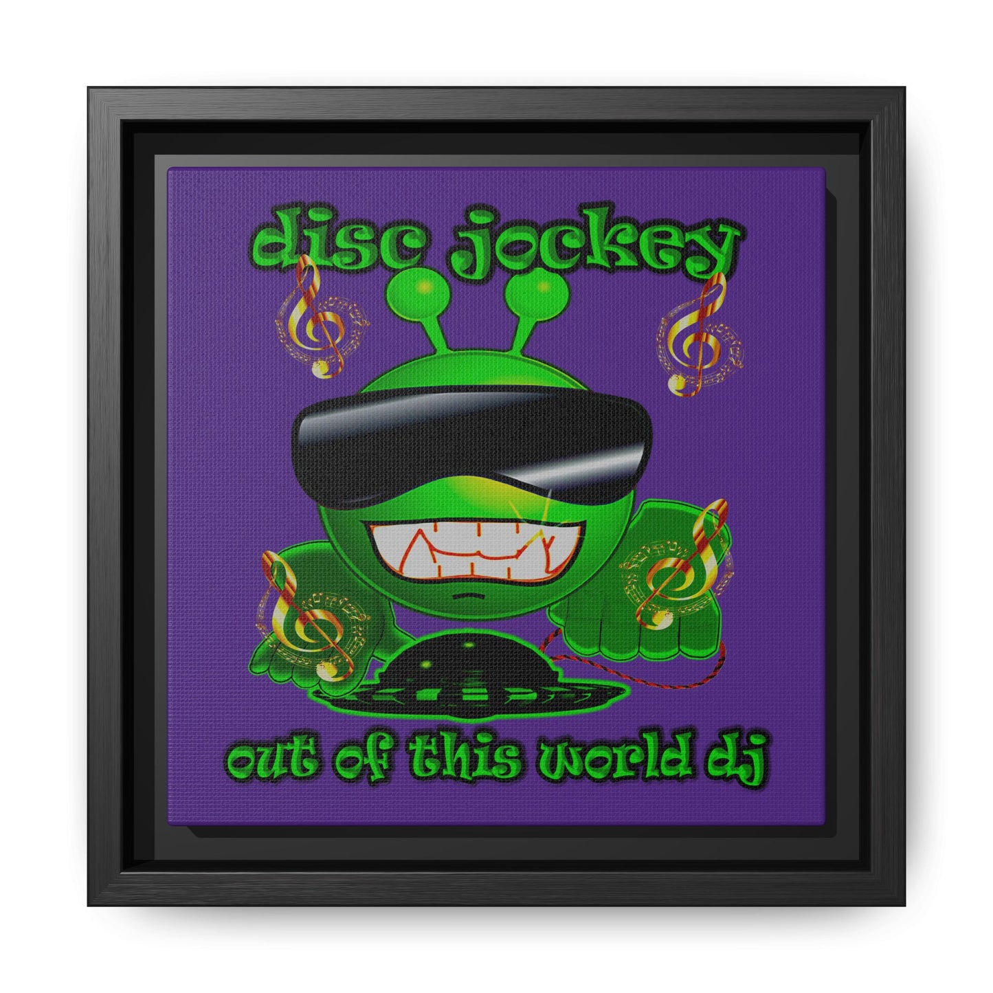 disc jockey - framed canvas art (purple)