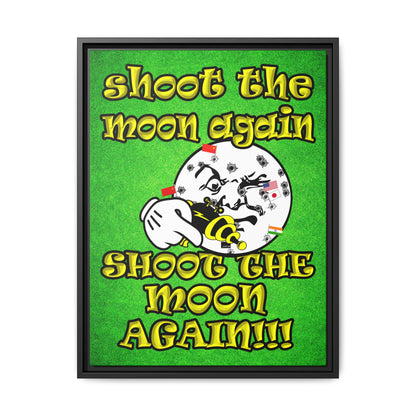 shoot the moon again - framed canvas art (green turf)