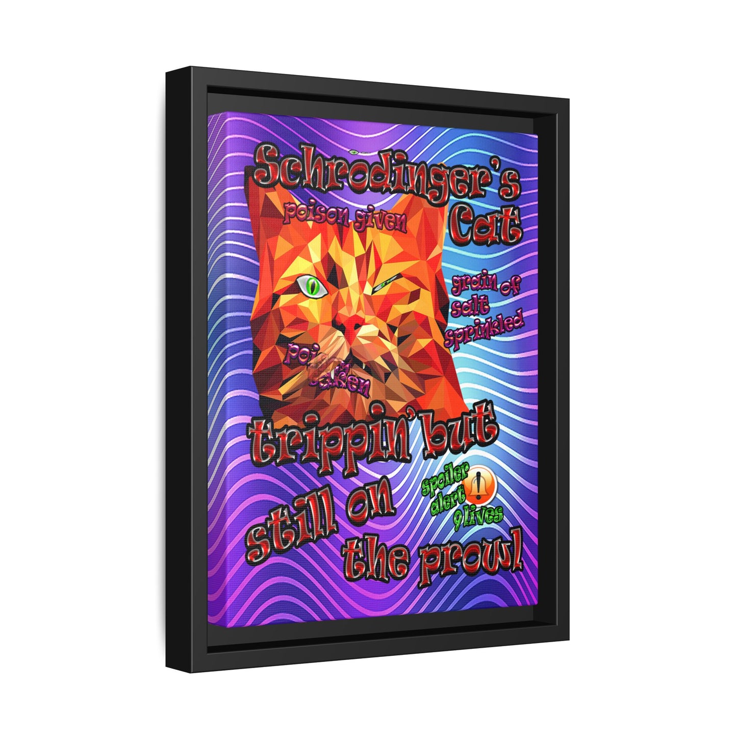 schrodinger's cat - framed canvas art (purple wave)