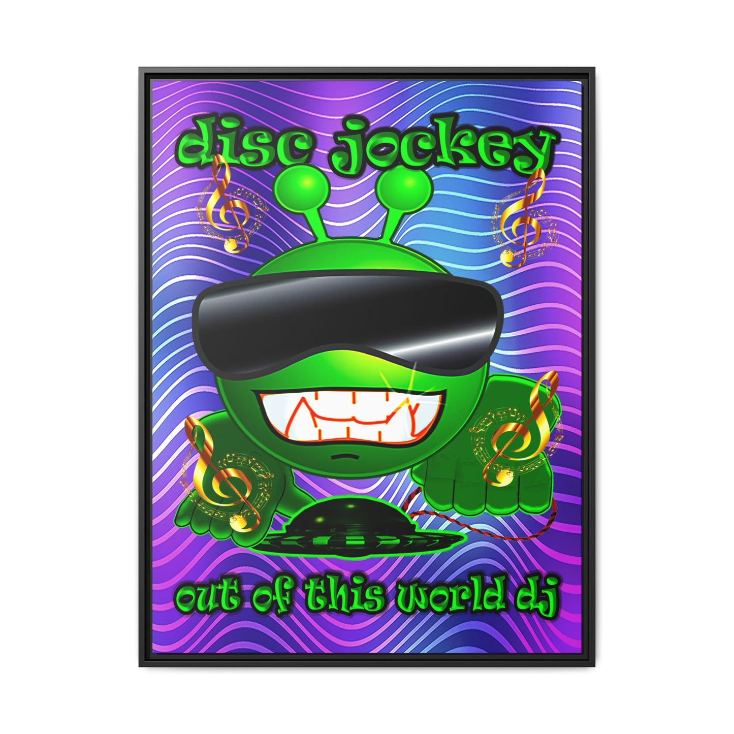 disc jockey - framed canvas art (purple wave)