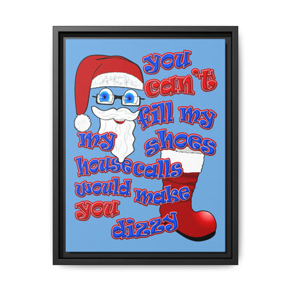 santa's shoes - framed canvas art (light blue)
