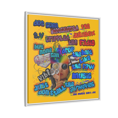 drop the beat - framed canvas art (yellow)